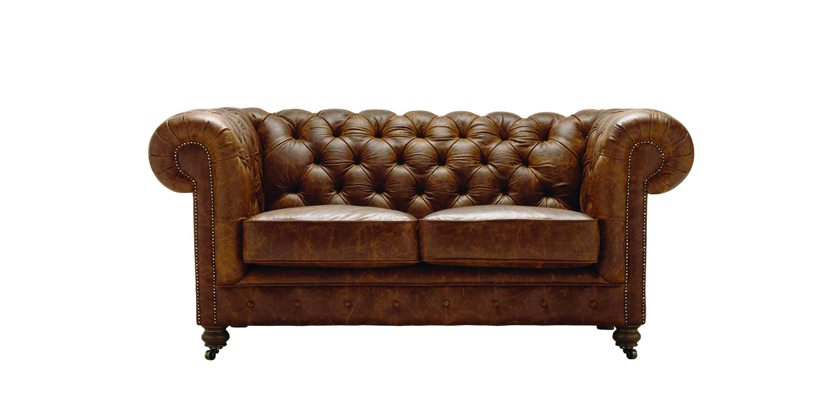Grand Chesterfield 2 Seater Leather Sofa