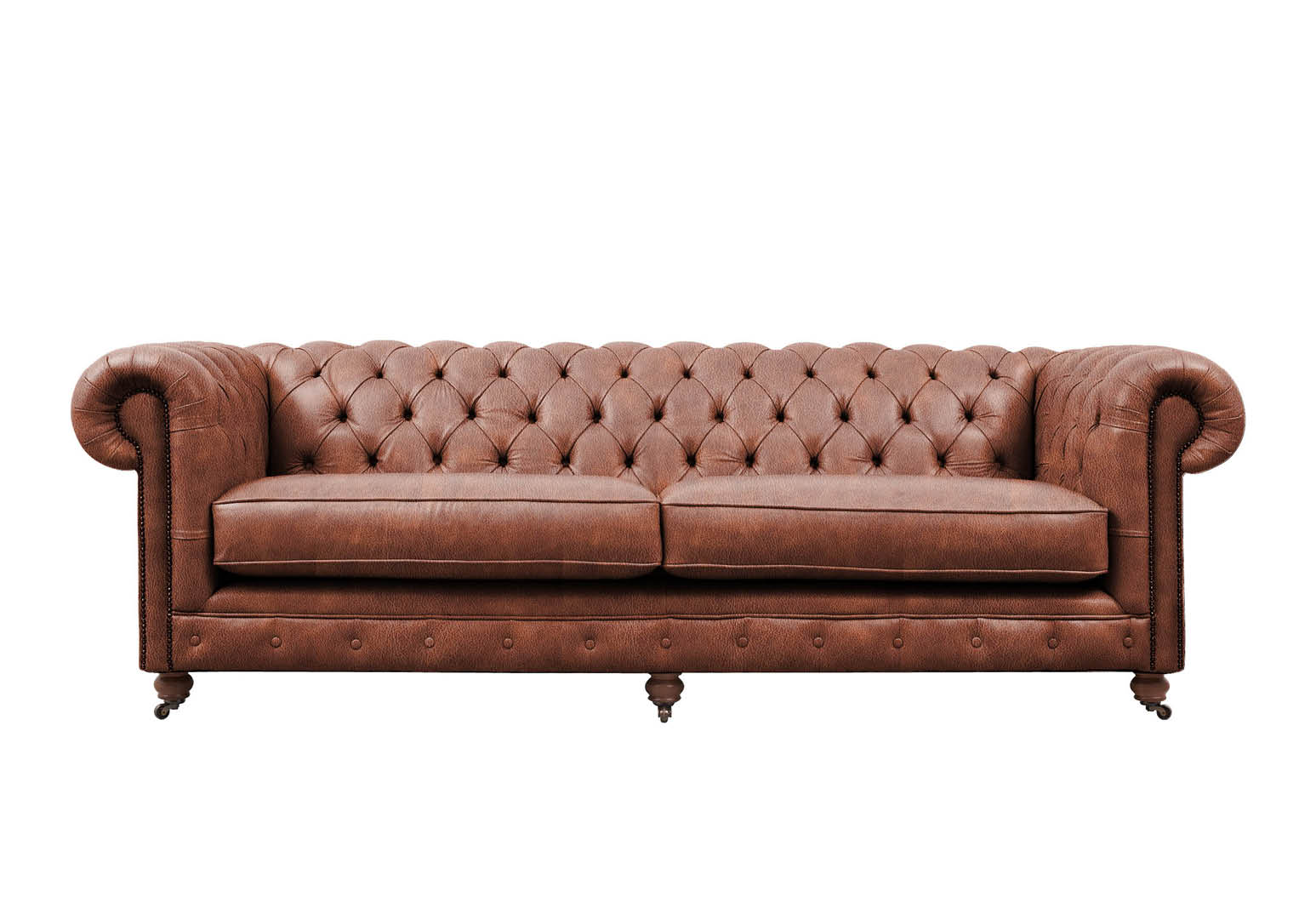 Grand Chesterfield 4 Seater Leather Sofa