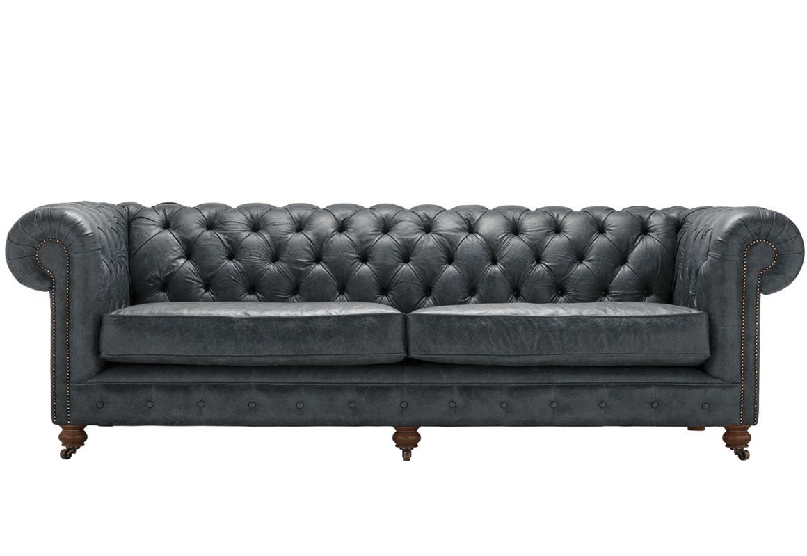 Grand Chesterfield 4 Seater Leather Sofa