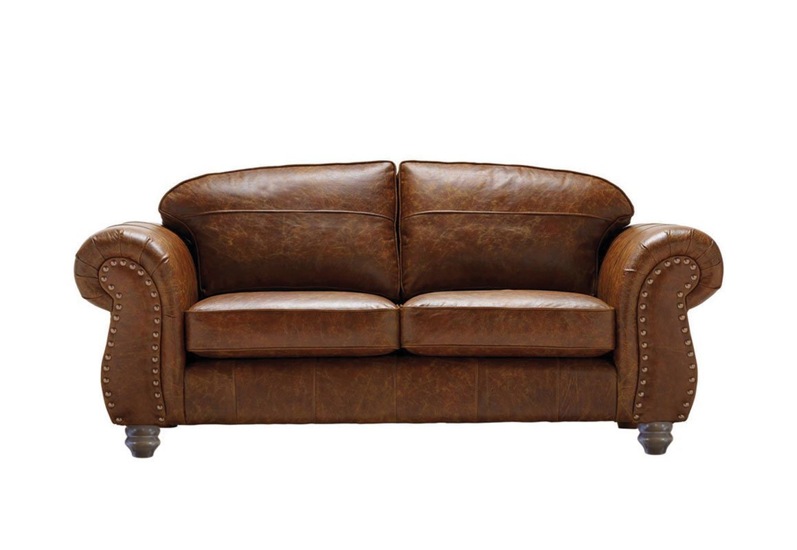 Burlington Midi Leather Sofa Now On, Studded Leather Couch Set