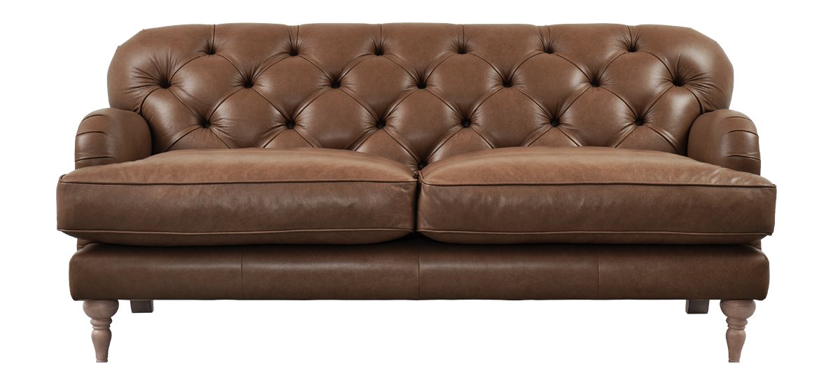 Earl 3 Seater Leather Sofa, Vintage Tufted Leather Sofa