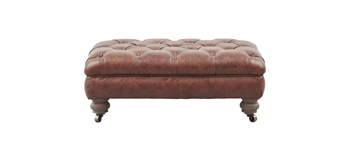 Lincoln Leather Bench Footstool