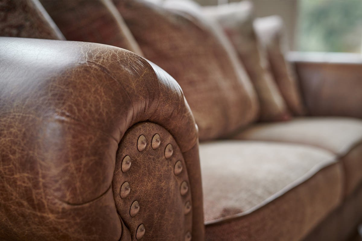 Burlington Midi Leather Sofa Now On, Leather Studded Couch