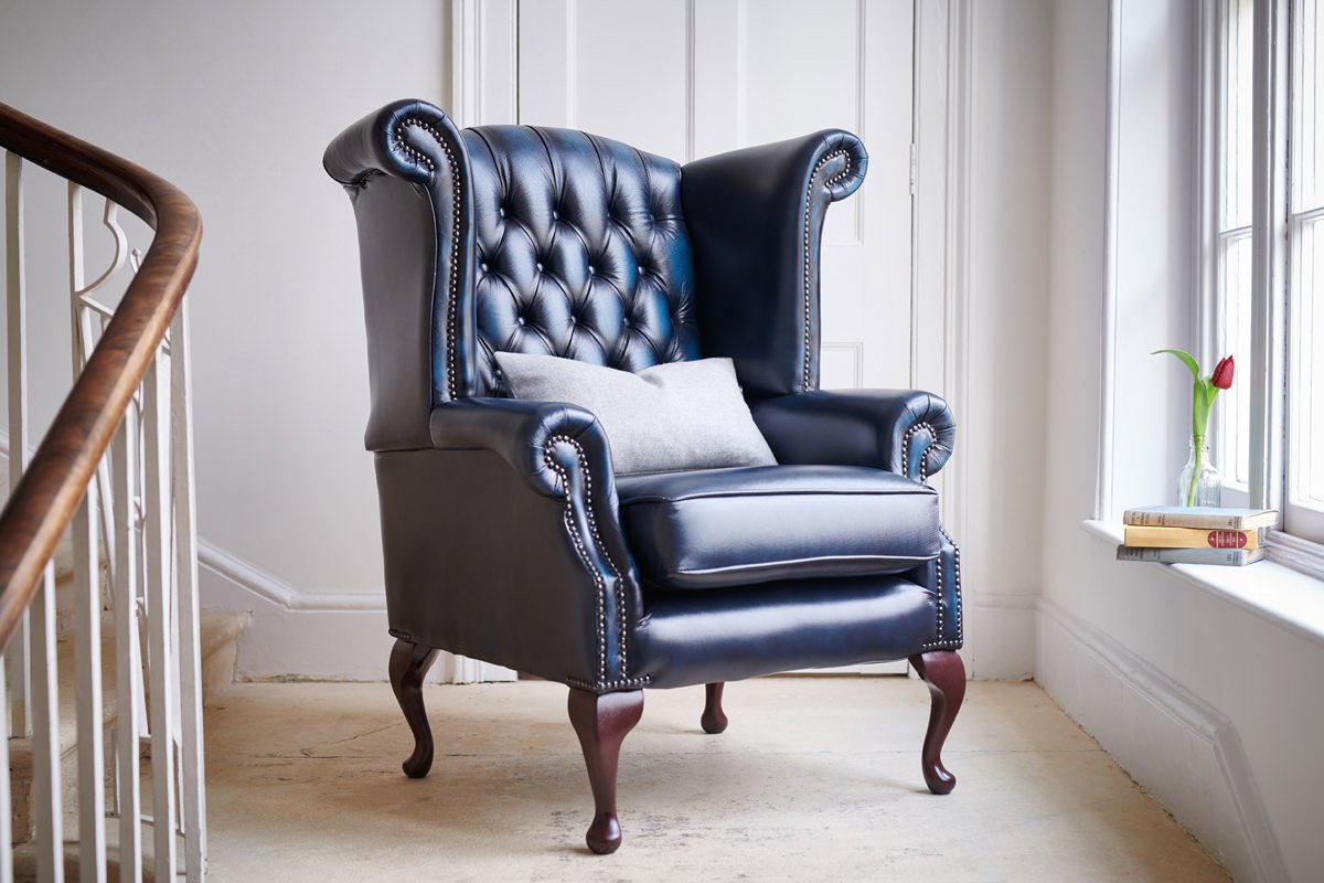 Georgian Highback Leather Chair, Leather High Back Wing Chair