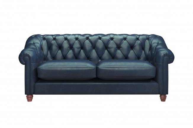 Blue Leather Chesterfield High Backed Sofa Thomas Lloyd Blue Leather Chesterfield High Backed Sofa