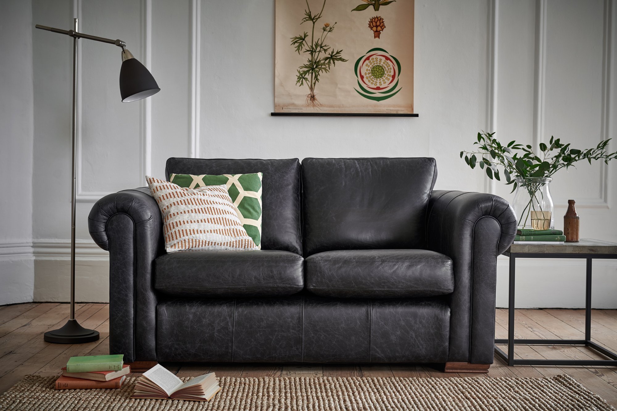 Grey leather sofa shop next