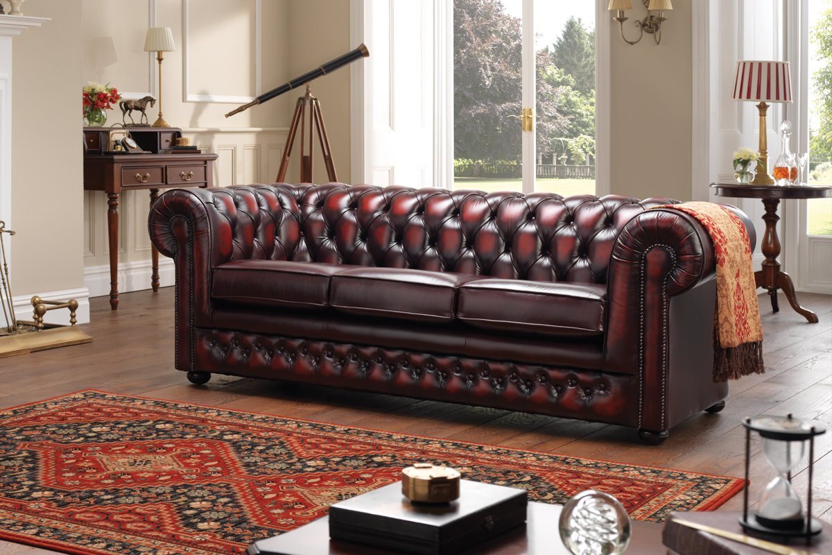 Chesterfield 3 Seater Leather Sofa