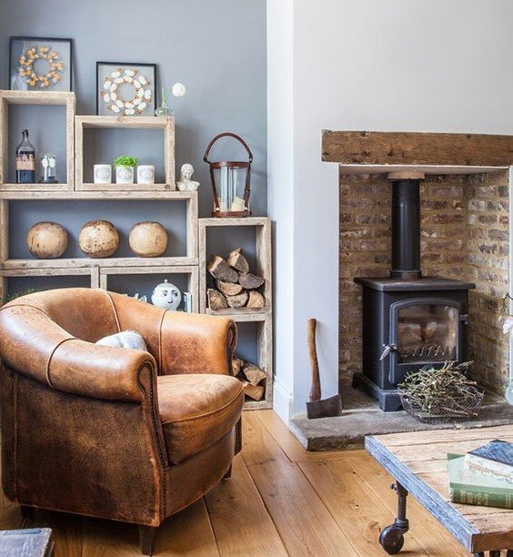 Country Cottage Style Living Room, Cottage Leather Sofa